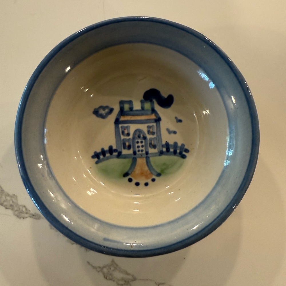 🏠 Mary Alice M A Hadley Country Scene Blue Hand painted House Ramekin Small Bowl